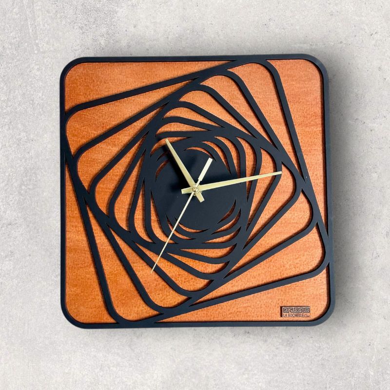 reloj de pared artesanal Susurro con motivo geométrico